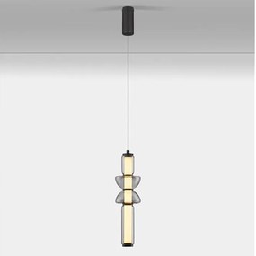 Pendul LED modern, Metal, Negru, Sticla, Fumurie, Ulon