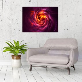 Tablou pe sticlă cu abstracțiune modernă care luminează (70x50 cm)