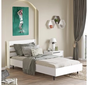 Pat de o persoană 100 cm Nimelo 6 (alb) (cu somieră). 1094843