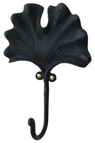 Cuier negru, din alama, cu agatatoare, model frunza, Amour