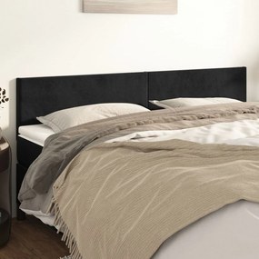 Tablii de pat, 2 buc, negru, 80x5x78 88 cm, catifea 2, Negru, 160 x 5 x 78 88 cm