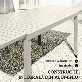 Outsunny Masă de Grădină Extensibilă pentru 6-8 Persoane, din Aluminiu cu Blat cu Lamele, Alb | Aosom Romania