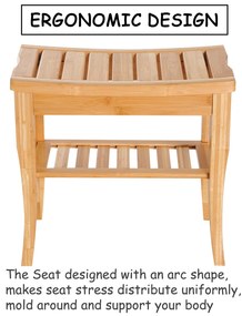 Homcom Scaunel cu Raft in Bambù Natural