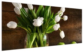 Tablou cu lalele albe în vază (120x50 cm), în 40 de alte dimensiuni noi