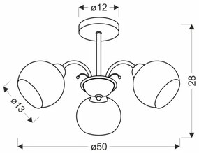 Candelabru pe tijă NESTOR 3xE27/40W/230V, alamă