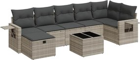 vidaXL Set mobilier de grădină cu perne, 8 piese gri deschis poliratan