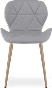 Scaun de dining MANGO din piele ecologica, gri-alb