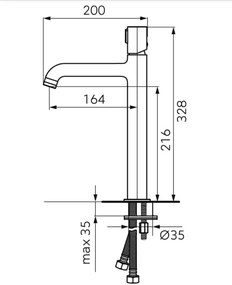 Baterie lavoar inalta FDesign Meandro cu ventil click-clack, crom - FDSFD1-MDR-2L-11