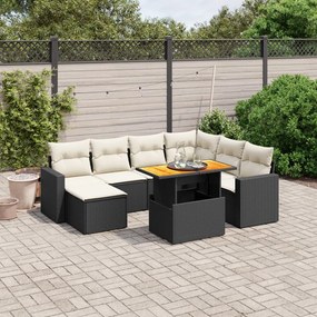 3275604 vidaXL Set mobilier de grădină cu perne, 8 piese, negru, poliratan