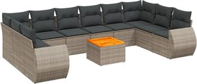 vidaXL Set canapele de grădină cu perne, 11 piese, gri, poliratan