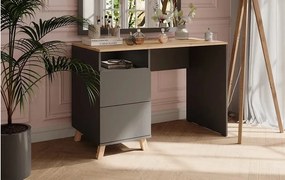 BIA12 - Birou 110 cm, masa de calculator office - Alb / Antracit - Culoarea Stejar