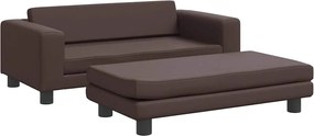 vidaXL Pat pentru câini cu extensie, maro, 100x50x30 cm, piele eco