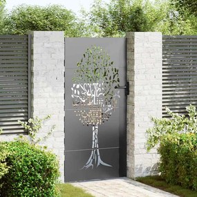 vidaXL Poartă de grădină Negru 100 x 200 cm Oțel vopsit în pulbere