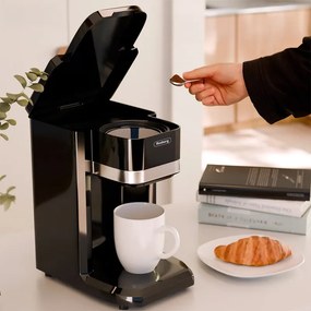 Resigilat: Cafetiera Rosberg R51170D, 350W, 150 ml, Cana, Oprire automata, Negru