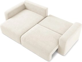 Colțar crem extensibil/cu spațiu de depozitare cu tapițerie din chenille (cu colț pe partea stângă/cu șezlong) Kona – Makamii