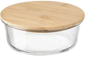 Recipient de sticlă cu capac din bambus Florina Clavato, 390 ml, S