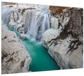 Tablou pe sticlă - Natura islandeză (70x50 cm)