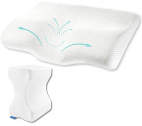 Set perna cu suport cervical din spuma cu memorie pentru copii 12-16 ani, perna pentru genunchi Suporto®️ 50x30, cu perforatii