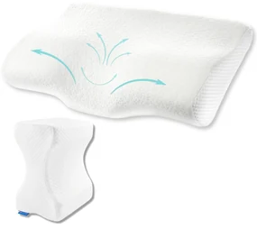 Set perna cu suport cervical din spuma cu memorie pentru copii 12-16 ani, perna pentru genunchi Suporto®️ 50x30, cu perforatii
