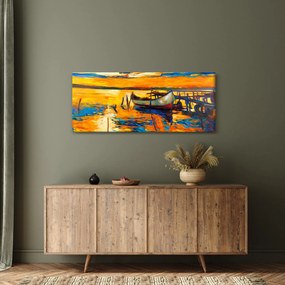 Tablou - Barca la apus de soare (120x50 cm)