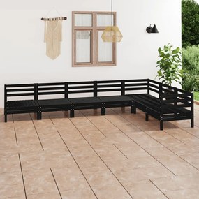 3083018 vidaXL Set mobilier de grădină, 7 piese, negru, lemn masiv de pin