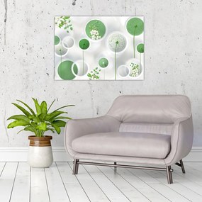 Tablou pe sticlă - Flori în cercuri (70x50 cm)