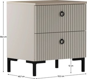 Noptieră, gri-maroniu Taupe/stejar silverjack, DOMCA 2S