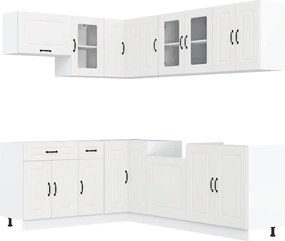 vidaXL Set dulap de bucătărie din 11 piese „Kalmar” Lemn prelucrat alb