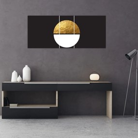 Tablou - Abstracție de aur și negru N⁰1 (120x50 cm)