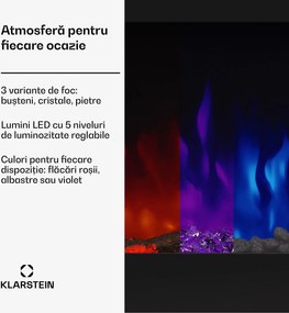 Klarstein Galeras 178, șemineu electric de perete, 1800 W, LED