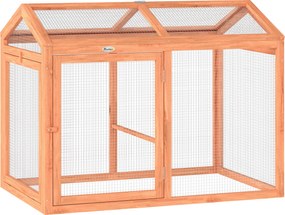 PawHut Coteț pentru găini adăpost exterior cu tijă pentru odihnă și uși duble, din lemn și metal, pentru 2 găini, 104 x 70,5 x 84 cm Portocaliu | Aosom Romania