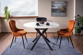 Masa rotunda Talia marmura alba/negru - ø90 / h75 cm