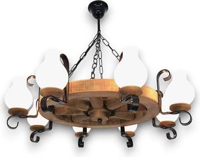 Brilagi - Candelabru cu lanț ROATA, 8xE14/40W/230V, Ø 70 cm, fag