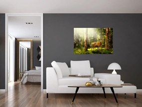 Tablou cu cerbul în pădure (90x60 cm)