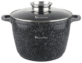 Oala cu dozator de grasimi Goldmann GM-0628, 10 L, 28 cm, Acoperire marmura, Inductie, Negru