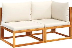 vidaXL Canapea de grădină cu perne, 2 locuri, lemn de salcâm și ratan