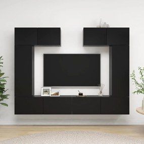 Set comode TV, 6 buc., negru, PAL Negru, 30.5 x 30 x 90 cm, 6