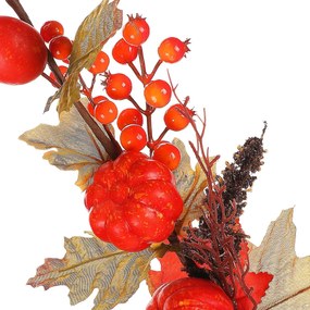 Ramură artificială de toamnă - dovleci roșii șifructe de pădure, 73 cm