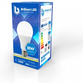Bec Brilliant LED, 18W (150W), 1440lm, lumina calda 3000k, 220V, E27 Lumina calda - 3000K, 1 buc