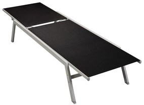 48011 vidaXL Șezlong de plajă, negru, oțel și textilenă