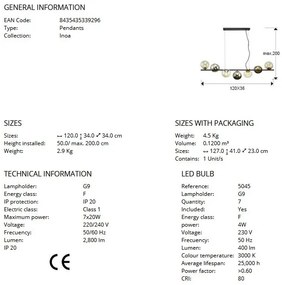 Lustra suspendata design modern Inoa fumuriu/chihlimbar