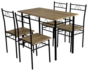 Set mobilier sufragerie Pacientes (stejar deschis + negru) (pentru 4 persoane). 1116437