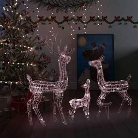 Decoratiune de Craciun familie reni 300 LED-uri alb cald acril 1, Alb cald