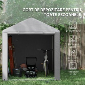 Outsunny Garaj pentru Motociclete, Biciclete și Unelte, Cort cu Fermoar, 160x218x172 cm, Gri Deschis | Aosom Romania
