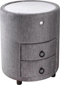 Noptiera rotunda cu iluminat LED SIGNUM 55cm catifea gri