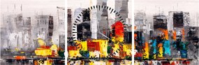 Tablou -Pictura orașului (cu ceas) (90x30 cm)