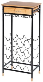 Dulap vinotecă negru/în culoare naturală din metal număr de sticle 16, 48x95 cm Loft – Wenko