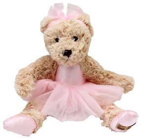 Jucarie ursulet din plus cu rochita de balerina roz 27x32 cm