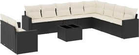 vidaXL Set canapele de grădină cu perne, 11 piese, negru, poliratan