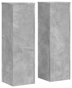 852945 vidaXL Suport de plante, 2 buc., gri beton, 25x25x80 cm lemn prelucrat